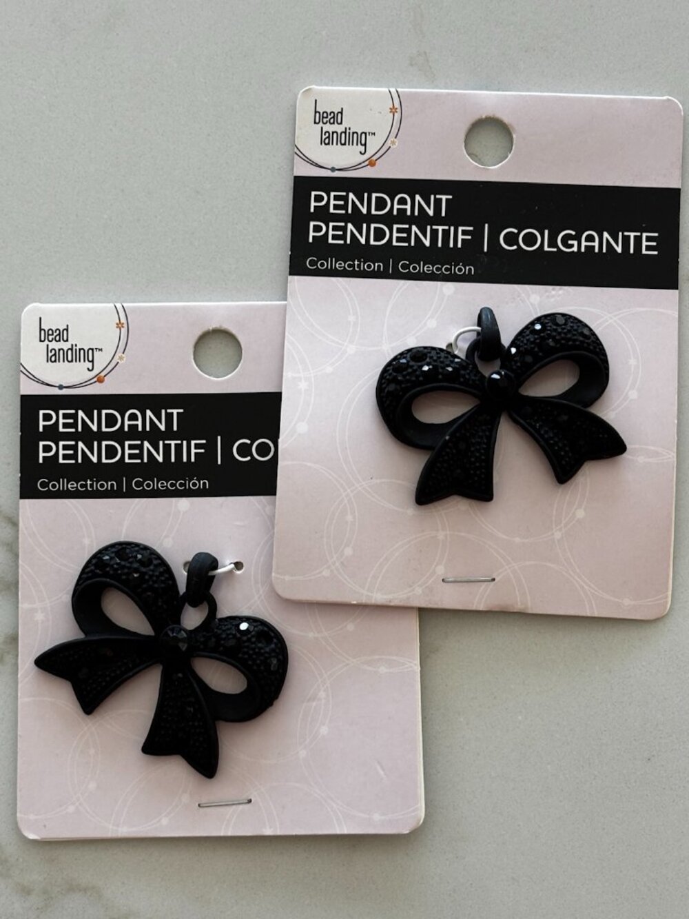 Bead Landing Black Bow Pendants – 2 Count – Sparkle Acrylic Jewelry Charms